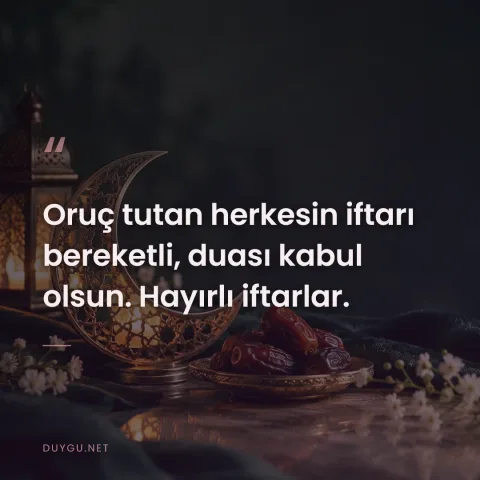 Oruç tutan herkesin iftarı bereketli, duası kabul olsun. Hayırlı iftarlar.