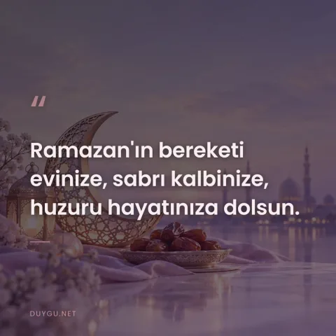 Ramazan'ın bereketi evinize, sabrı kalbinize, huzuru hayatınıza dolsun.