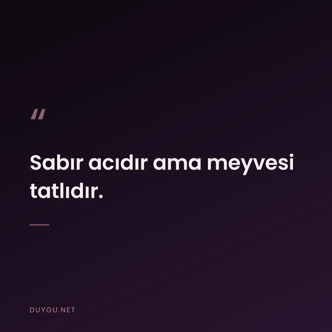 Resimli söz: Sabır acıdır ama meyvesi tatlıdır.