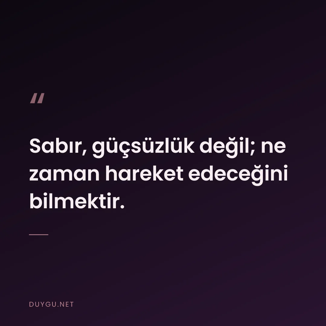 Resimli söz: Sabır, güçsüzlük değil; ne zaman hareket edeceğini bilmektir.
