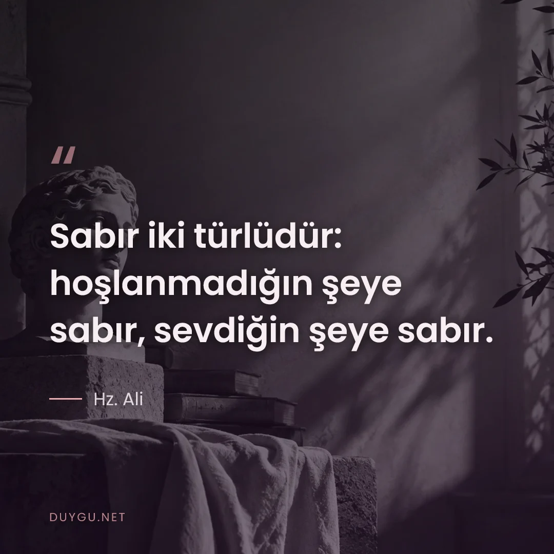 Resimli söz: Sabır iki türlüdür: hoşlanmadığın şeye sabır, sevdiğin şeye sabır.