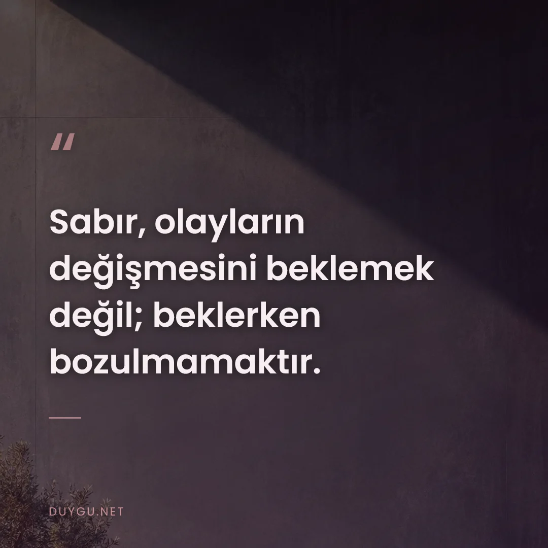 Resimli söz: Sabır, olayların değişmesini beklemek değil; beklerken bozulmamaktır.