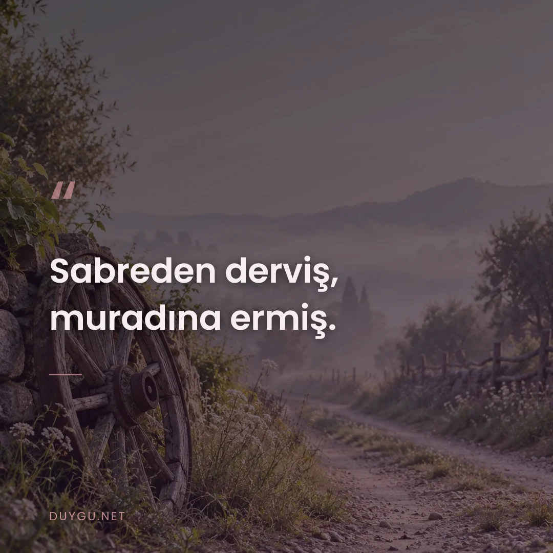 Resimli söz: Sabreden derviş, muradına ermiş.