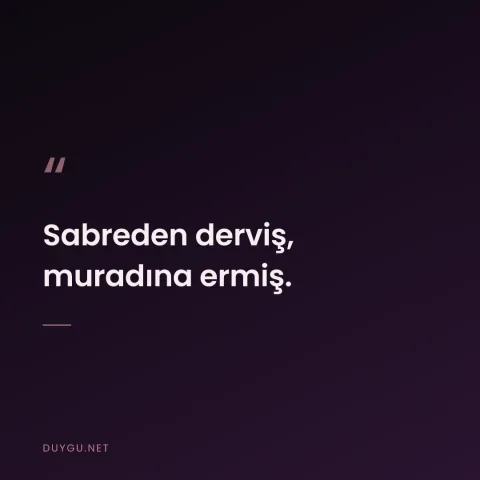 Sabreden derviş, muradına ermiş.