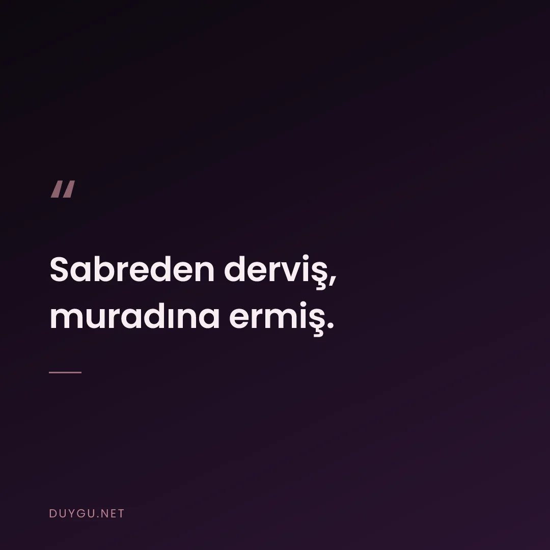 Resimli söz: Sabreden derviş, muradına ermiş.
