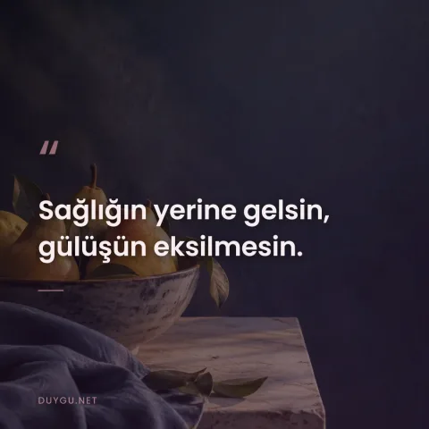 Sağlığın yerine gelsin, gülüşün eksilmesin.