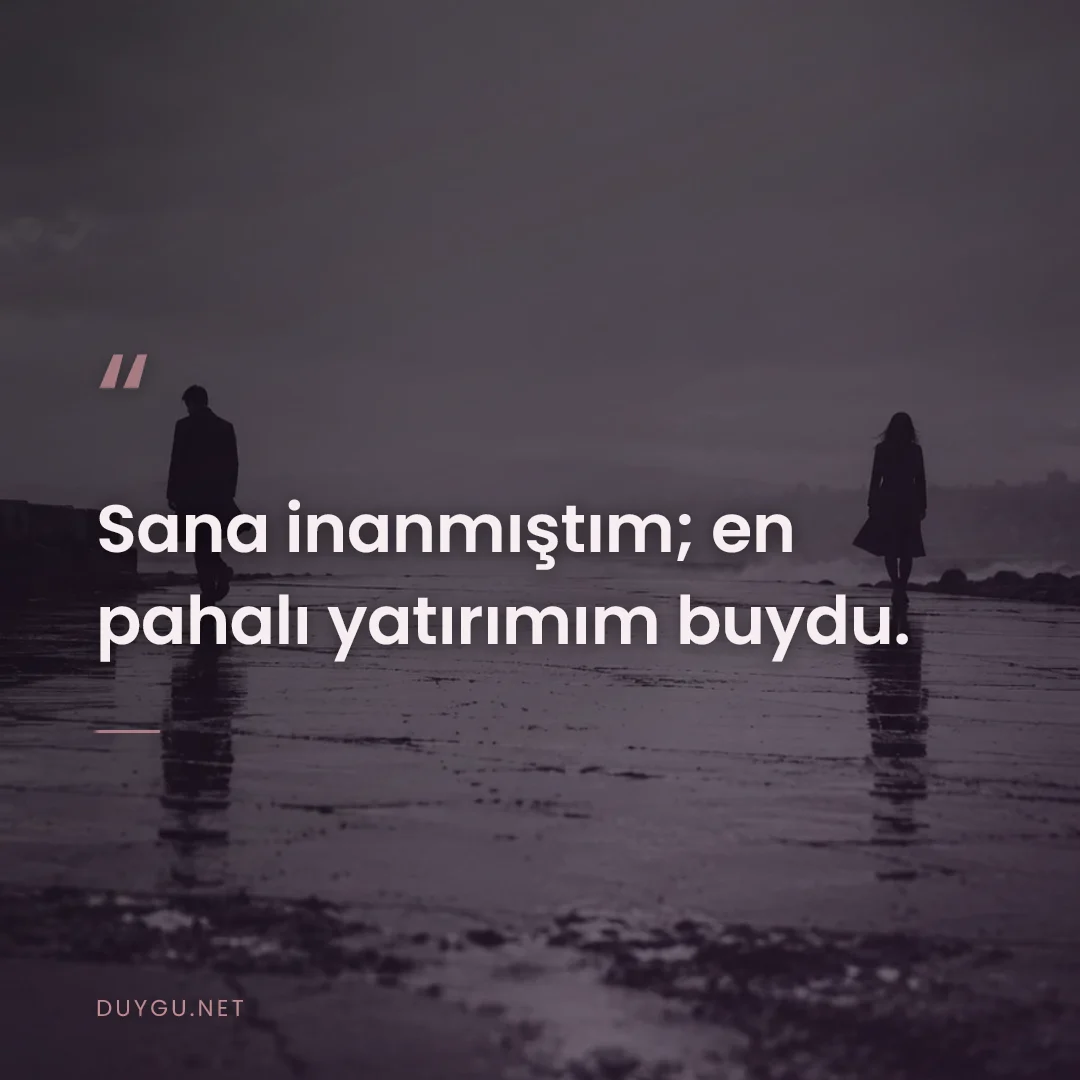 Resimli söz: Sana inanmıştım; en pahalı yatırımım buydu.
