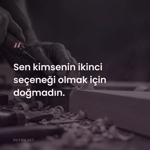 Sen kimsenin ikinci seçeneği olmak için doğmadın.