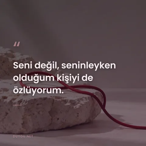 Seni değil, seninleyken olduğum kişiyi de özlüyorum.