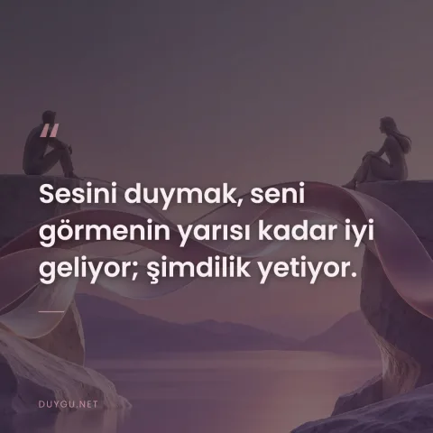 Sesini duymak, seni görmenin yarısı kadar iyi geliyor; şimdilik yetiyor.