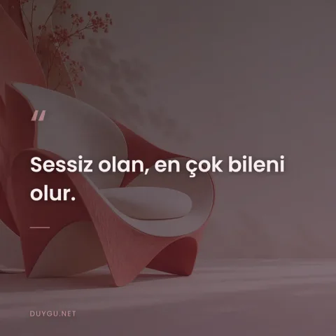 Sessiz olan, en çok bileni olur.