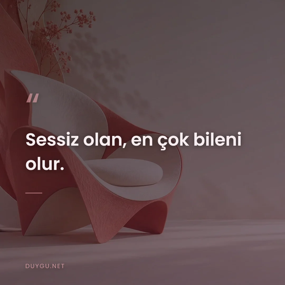 Resimli söz: Sessiz olan, en çok bileni olur.