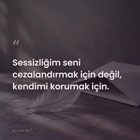 Sessizliğim seni cezalandırmak için değil, kendimi korumak için.