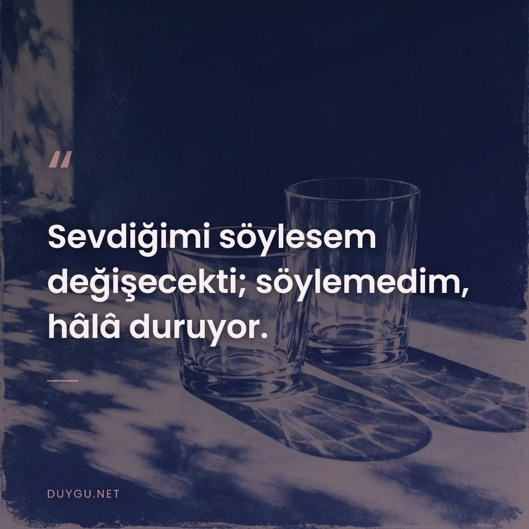 Resimli söz: Sevdiğimi söylesem değişecekti; söylemedim, hâlâ duruyor.