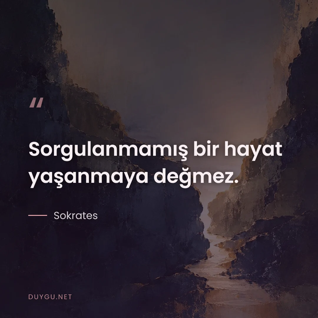 Resimli söz: Sorgulanmamış bir hayat yaşanmaya değmez.