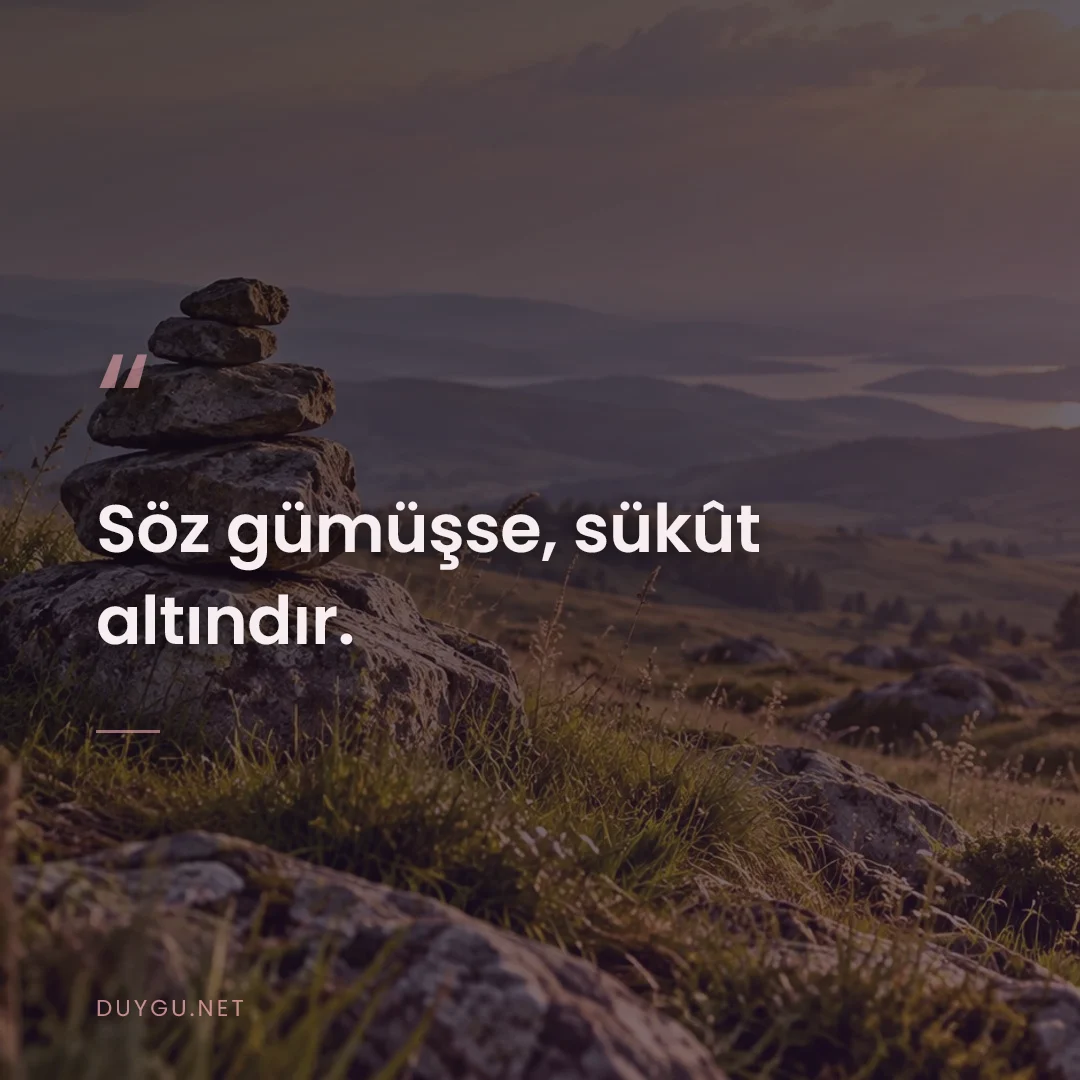 Resimli söz: Söz gümüşse, sükût altındır.