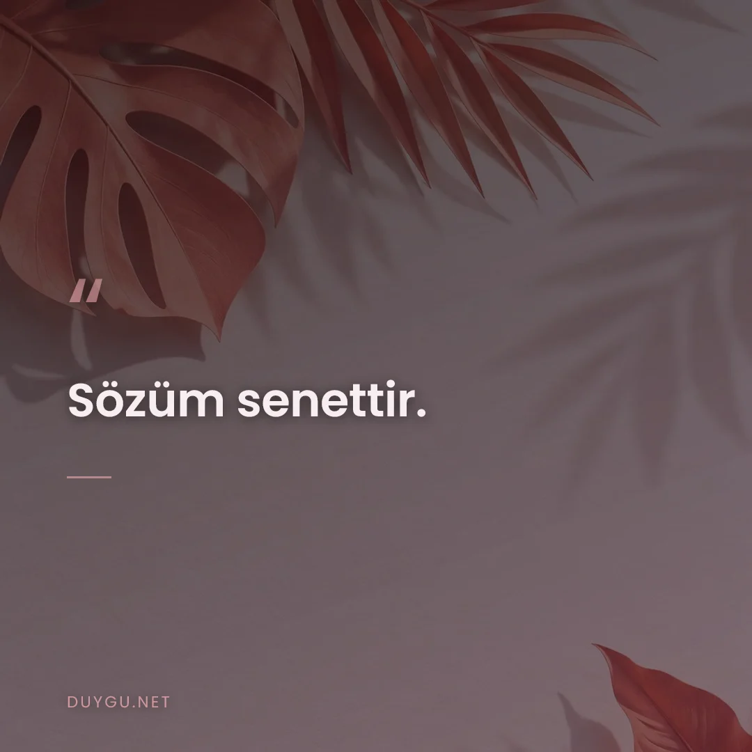 Resimli söz: Sözüm senettir.