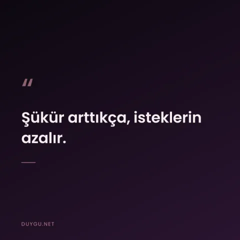 Şükür arttıkça, isteklerin azalır.