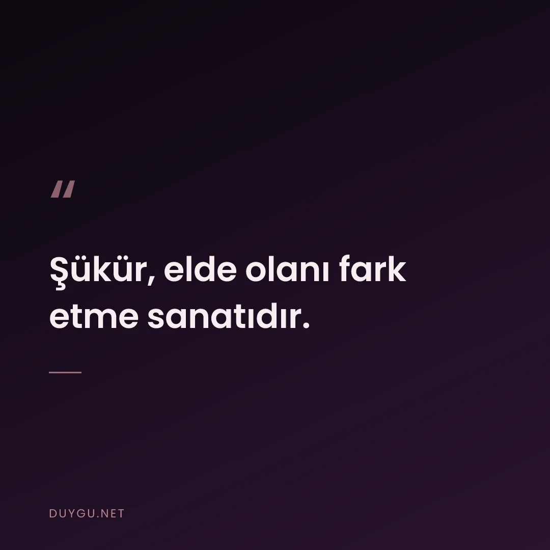 Resimli söz: Şükür, elde olanı fark etme sanatıdır.