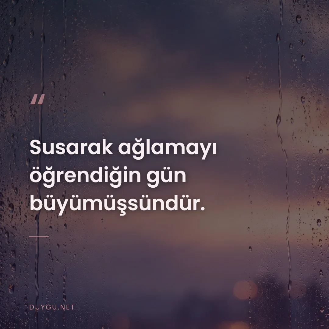 Resimli söz: Susarak ağlamayı öğrendiğin gün büyümüşsündür.