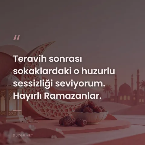Teravih sonrası sokaklardaki o huzurlu sessizliği seviyorum. Hayırlı Ramazanlar.
