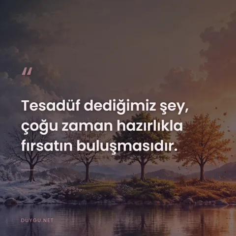 Tesadüf dediğimiz şey, çoğu zaman hazırlıkla fırsatın buluşmasıdır.