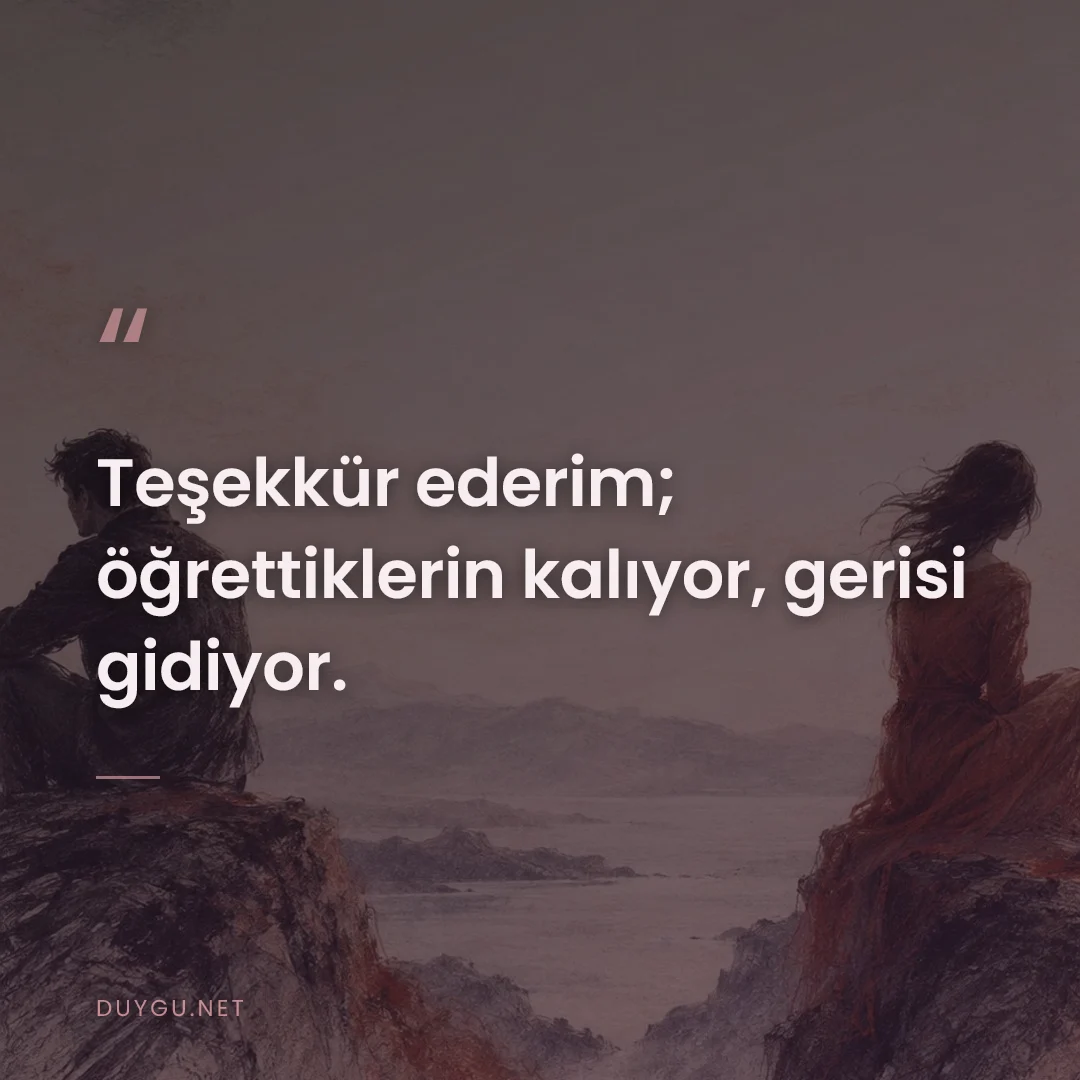 Resimli söz: Teşekkür ederim; öğrettiklerin kalıyor, gerisi gidiyor.