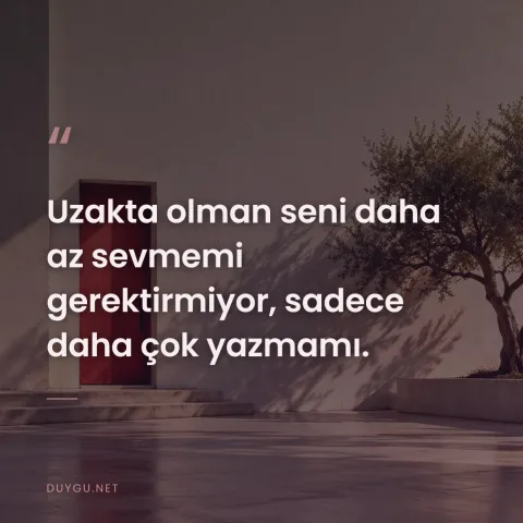 Uzakta olman seni daha az sevmemi gerektirmiyor, sadece daha çok yazmamı.