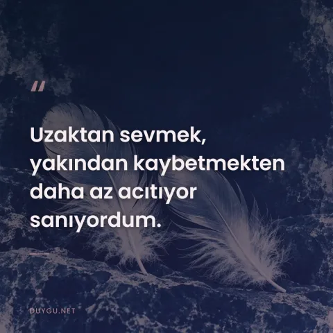 Uzaktan sevmek, yakından kaybetmekten daha az acıtıyor sanıyordum.