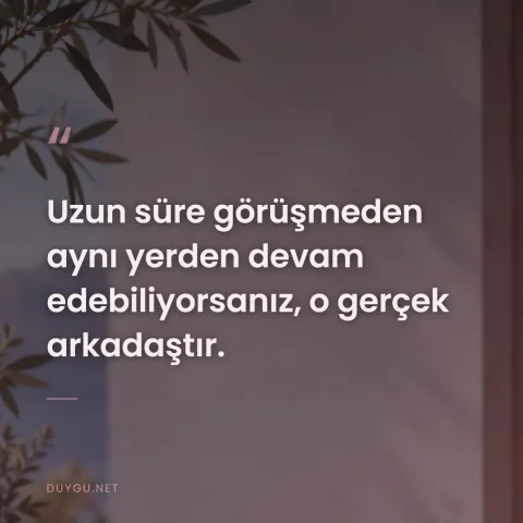 Uzun süre görüşmeden aynı yerden devam edebiliyorsanız, o gerçek arkadaştır.