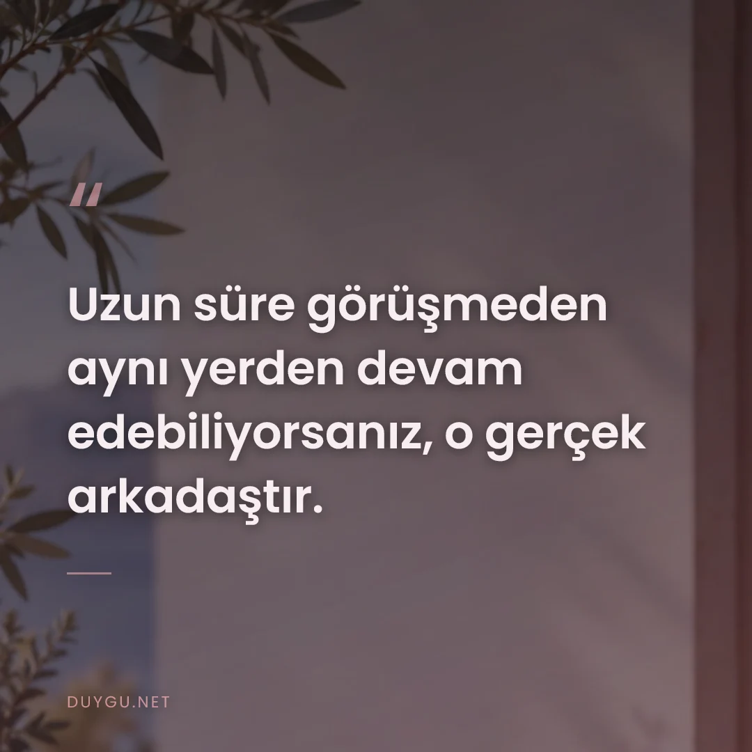 Resimli söz: Uzun süre görüşmeden aynı yerden devam edebiliyorsanız, o gerçek arkad