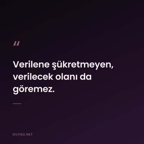 Verilene şükretmeyen, verilecek olanı da göremez.
