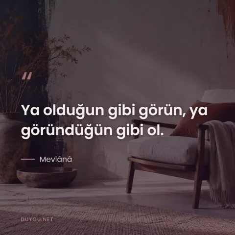 Ya olduğun gibi görün, ya göründüğün gibi ol. — Mevlânâ