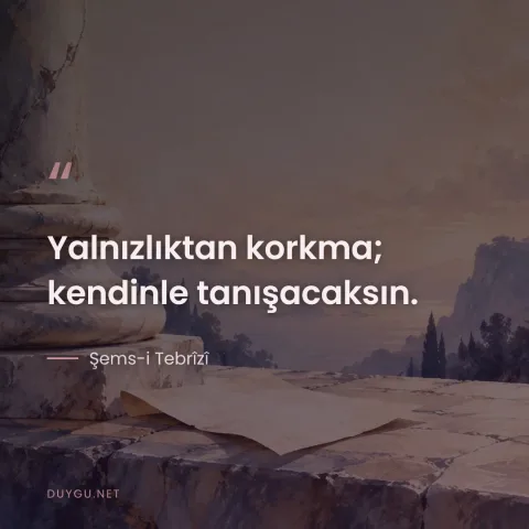 Yalnızlıktan korkma; kendinle tanışacaksın. — Şems-i Tebrîzî