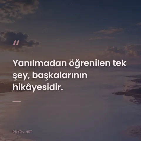 Yanılmadan öğrenilen tek şey, başkalarının hikâyesidir.