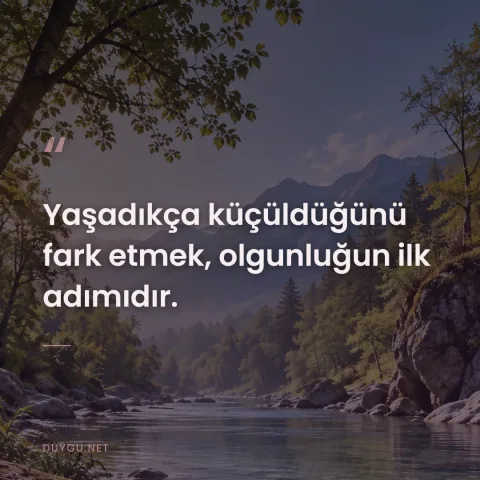 Yaşadıkça küçüldüğünü fark etmek, olgunluğun ilk adımıdır.