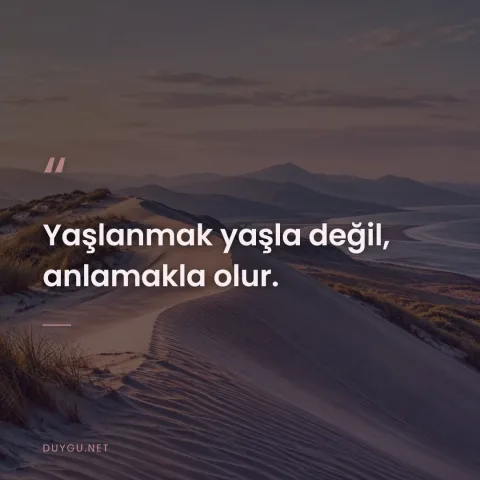 Yaşlanmak yaşla değil, anlamakla olur.