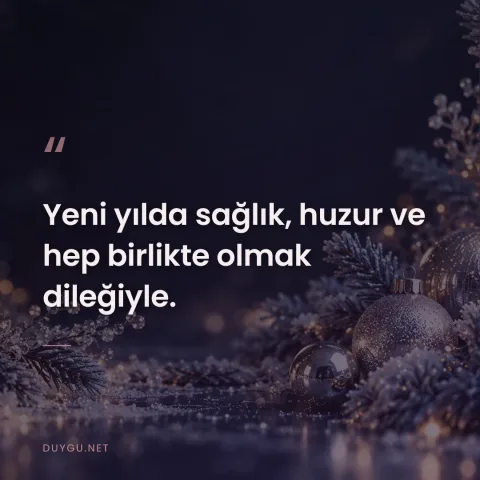Yeni yılda sağlık, huzur ve hep birlikte olmak dileğiyle.
