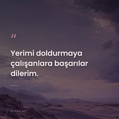 Yerimi doldurmaya çalışanlara başarılar dilerim.