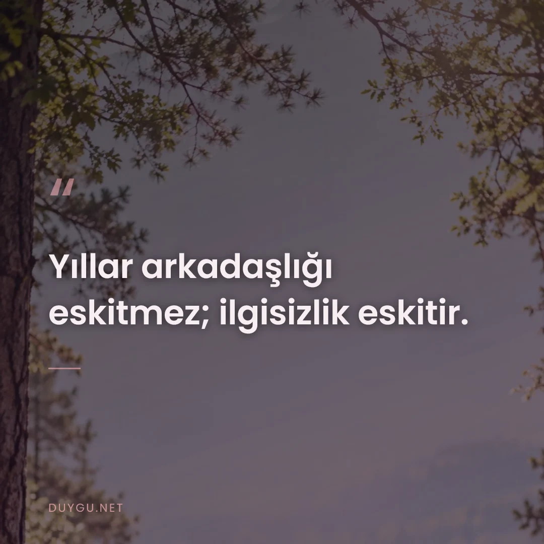 Resimli söz: Yıllar arkadaşlığı eskitmez; ilgisizlik eskitir.