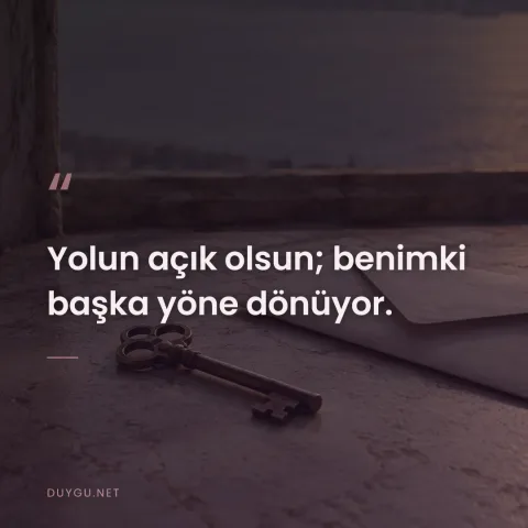 Yolun açık olsun; benimki başka yöne dönüyor.