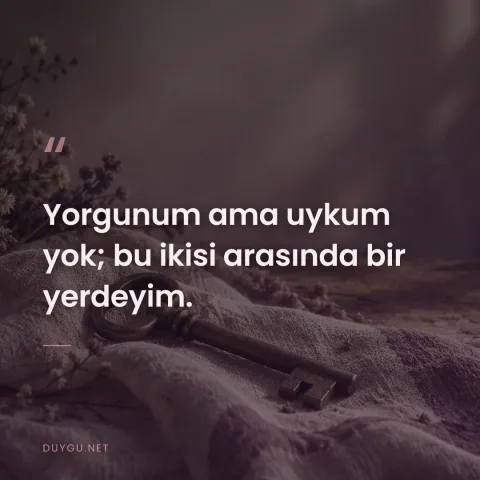 Yorgunum ama uykum yok; bu ikisi arasında bir yerdeyim.