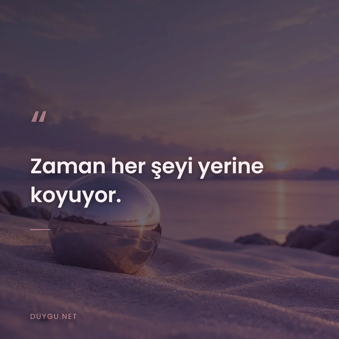 Resimli söz: Zaman her şeyi yerine koyuyor.
