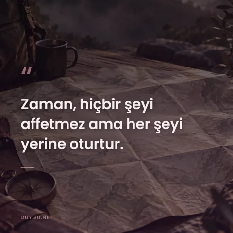 Zaman, hiçbir şeyi affetmez ama her şeyi yerine oturtur.