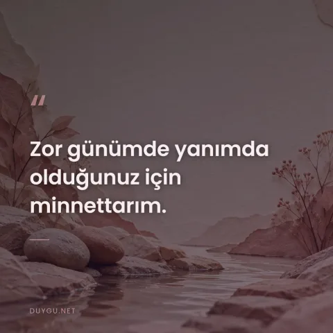 Zor günümde yanımda olduğunuz için minnettarım.